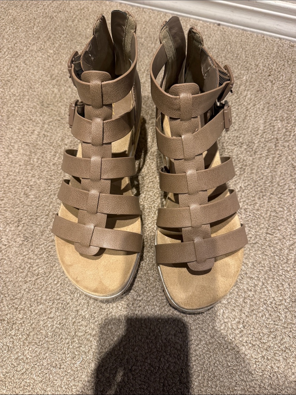 easy street Taupe Strappy Gladiator Sandals